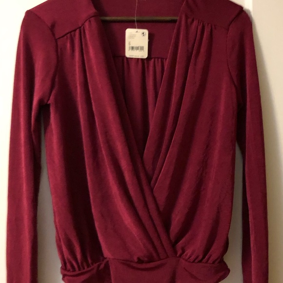 Free People S Burgundy Bodysuit NWT - Picture 2 of 3